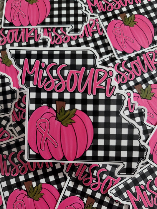 Missouri state breast cancer ribbon awareness Die cut sticker 3-5 Business Day TAT