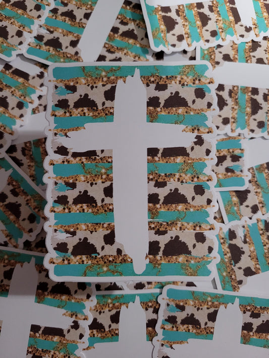 Cross cow print Die cut sticker 3-5 Business Day TAT