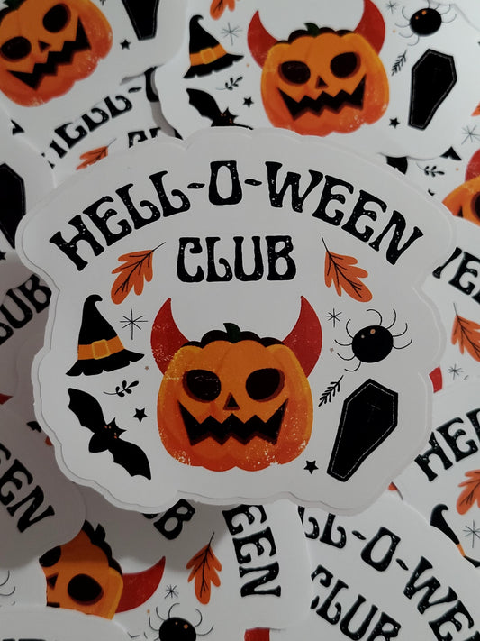 Hell-O-Ween club pumpkin Die cut sticker 3-5 Business Day TAT