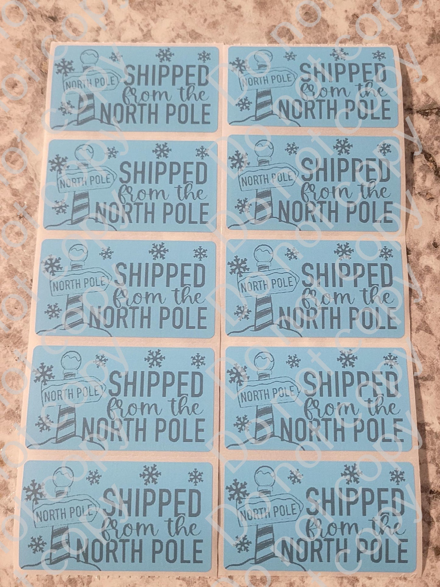 Shipped from the north pole Christmas Thermal sticker 50 OR 100 count