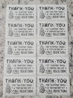 Thank you for shopping small and supporting my cake addiction Christmas thermal stickers 50 OR 100 count