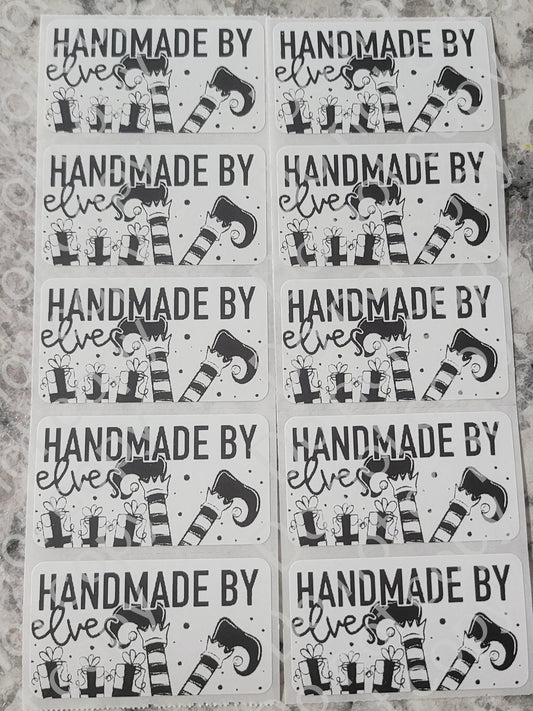Handmade by elves Christmas Thermal sticker 50 OR 100 count