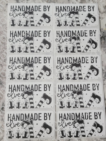 Handmade by elves Christmas Thermal sticker 50 OR 100 count
