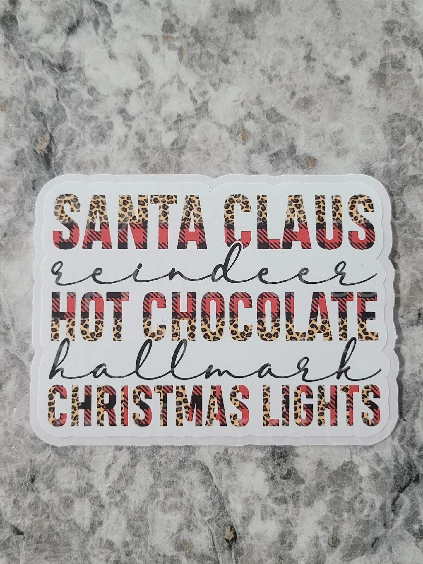 Santa Claus reindeer hot chocolate Christmas lights Die cut sticker 3-5 Business Day TAT.