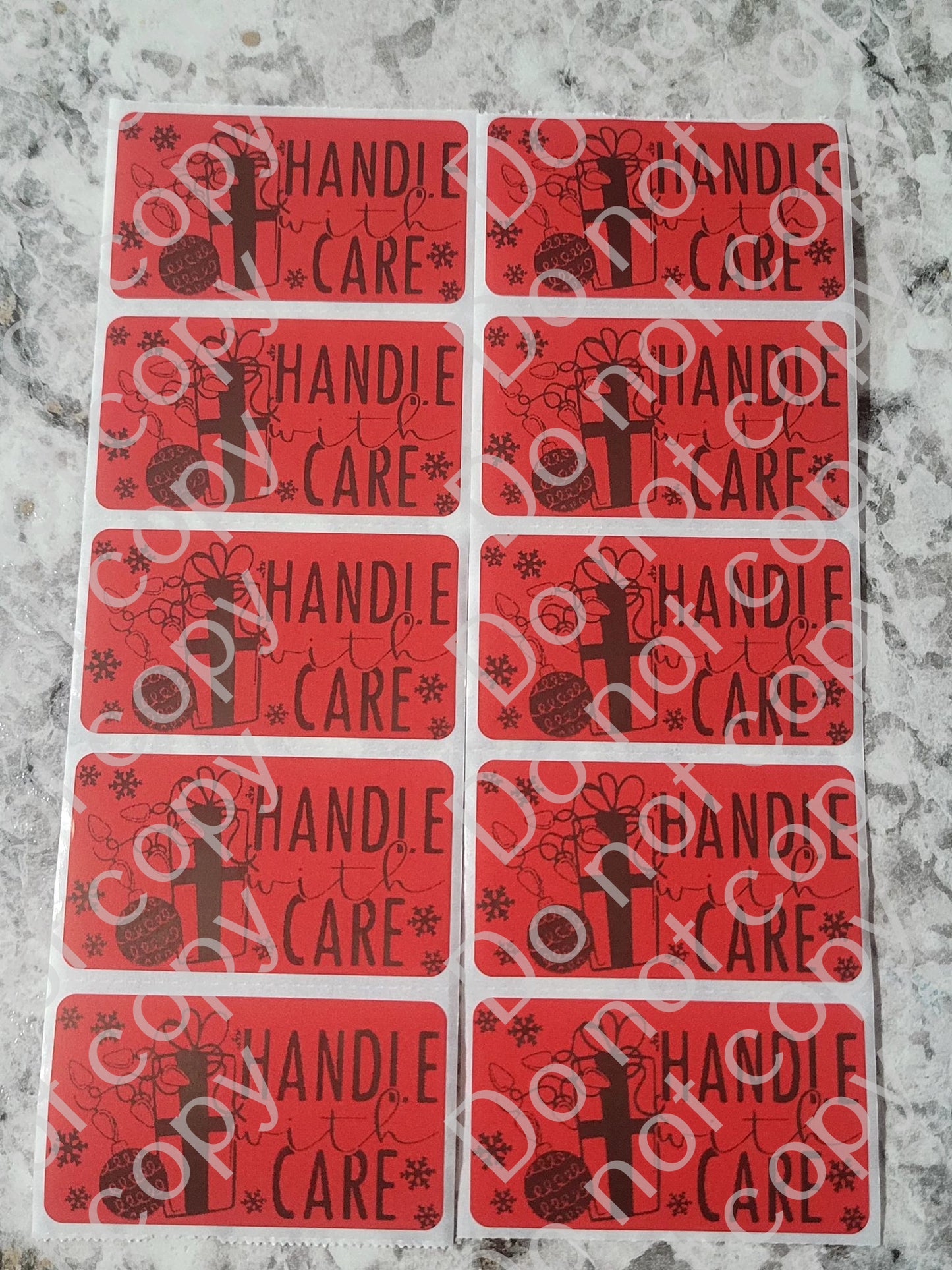 Handle with care Christmas Thermal sticker 50 OR 100 count