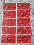Made with love and lots of coffee Christmas Thermal sticker 50 OR 100 count