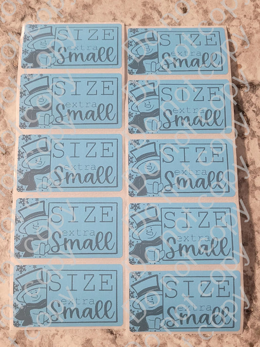 Snowman winter Christmas Blue *CHOOSE YOUR SIZE* stickers 50 OR 100 count