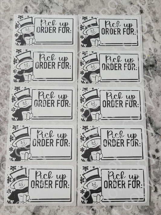 Pickup order for snowman Christmas thermal stickers 50 OR 100 count