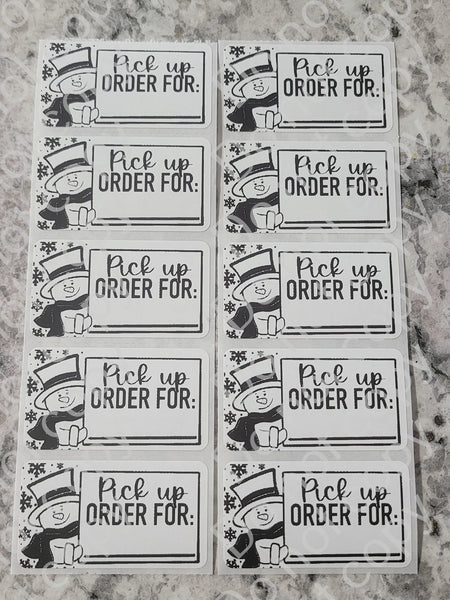 Pickup order for snowman Christmas thermal stickers 50 OR 100 count