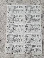 Made with love and lots of coffee Christmas Thermal sticker 50 OR 100 count