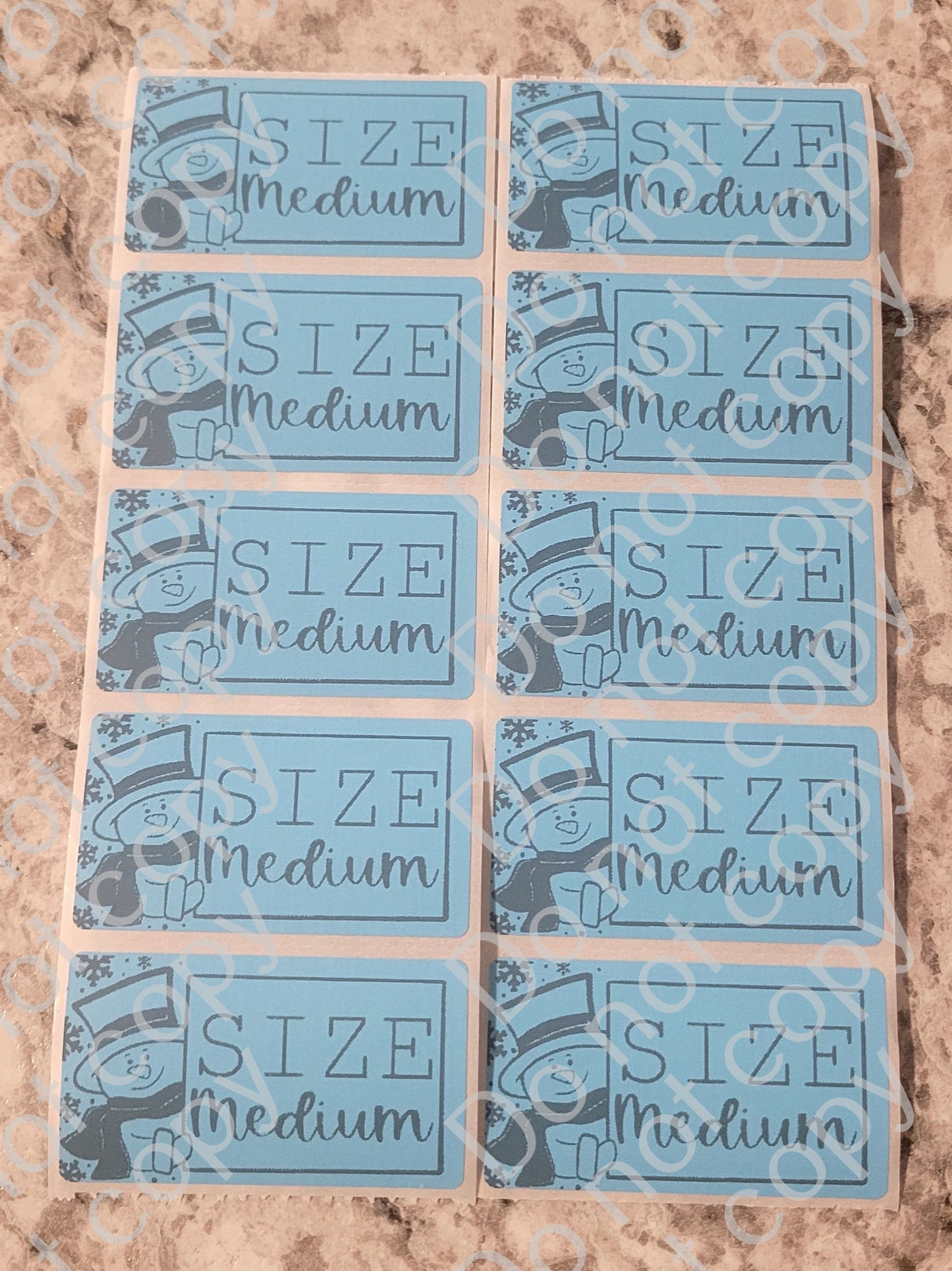 Snowman winter Christmas Blue *CHOOSE YOUR SIZE* stickers 50 OR 100 count