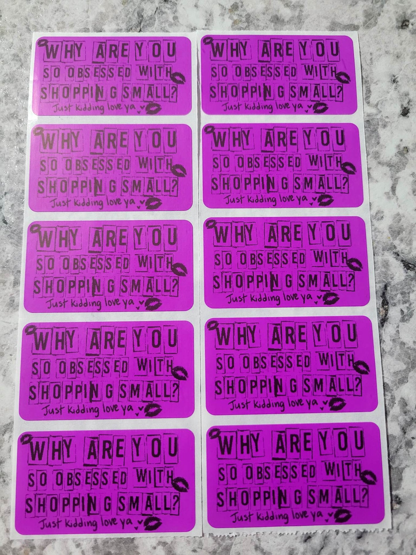 Why are you so obsessed with shopping small just kidding love ya thermal stickers 50 OR 100 count