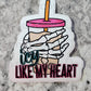 Icy like my heart coffee skeleton hand Die cut sticker 3-5 Business Day TAT