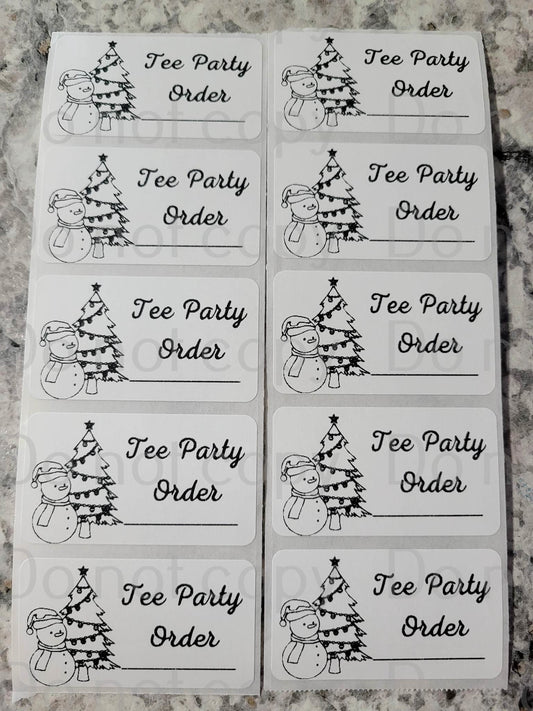 Tee Party order Christmas thermal stickers 50 OR 100 count