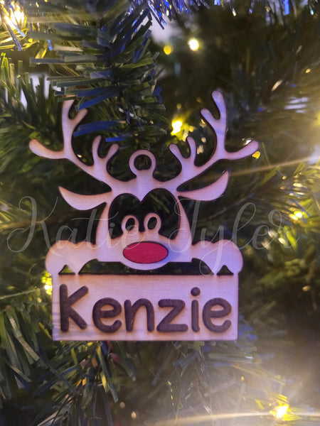 Reindeer custom name Ornament