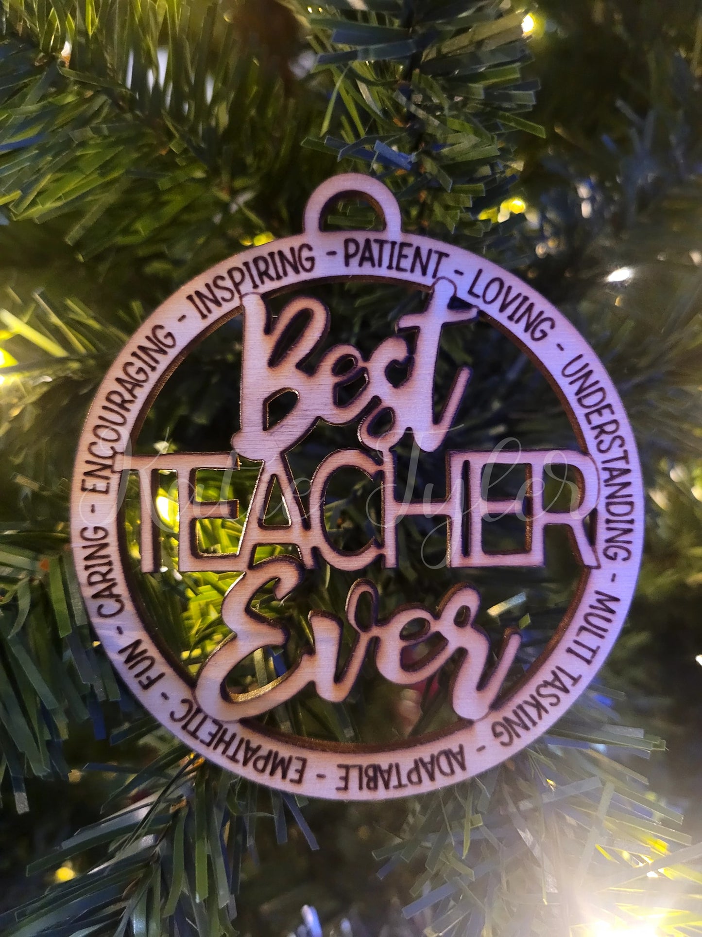 Best Teacher ever wood Christmas Ornament