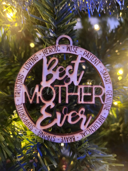 Best Mother ever wood Christmas Ornament