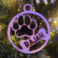 Dog paw with bone custom name wood Christmas Ornament