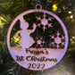 1st Christmas snowman custom name wood Ornament