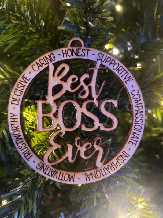 Best boss ever wood Christmas Ornament