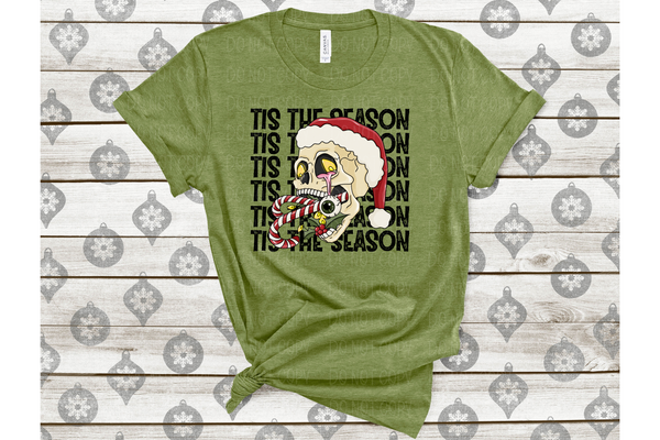 Tis the season Skeleton head with candy cane *DREAM TRANSFER* DTF