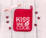 Kiss the cook *You choose color* Valentine pot holder size *DREAM TRANSFER* DTF
