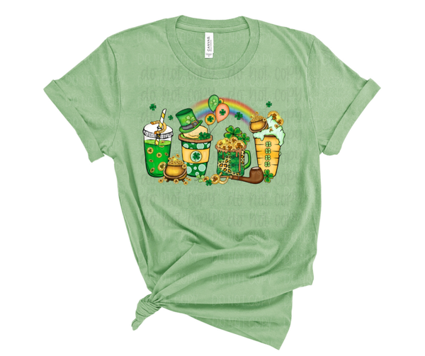 St. Patrick's Day coffee cups with rainbow lucky charm *DREAM TRANSFER* DTF