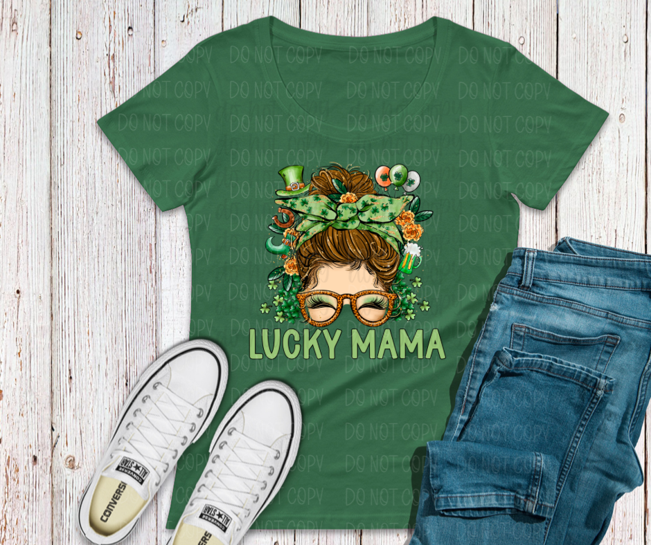 St. Patrick's Day Lucky Mama messy bun *DREAM TRANSFER* DTF