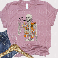 Fall skeleton with bats leaves and sunflowers *DREAM TRANSFER* DTF