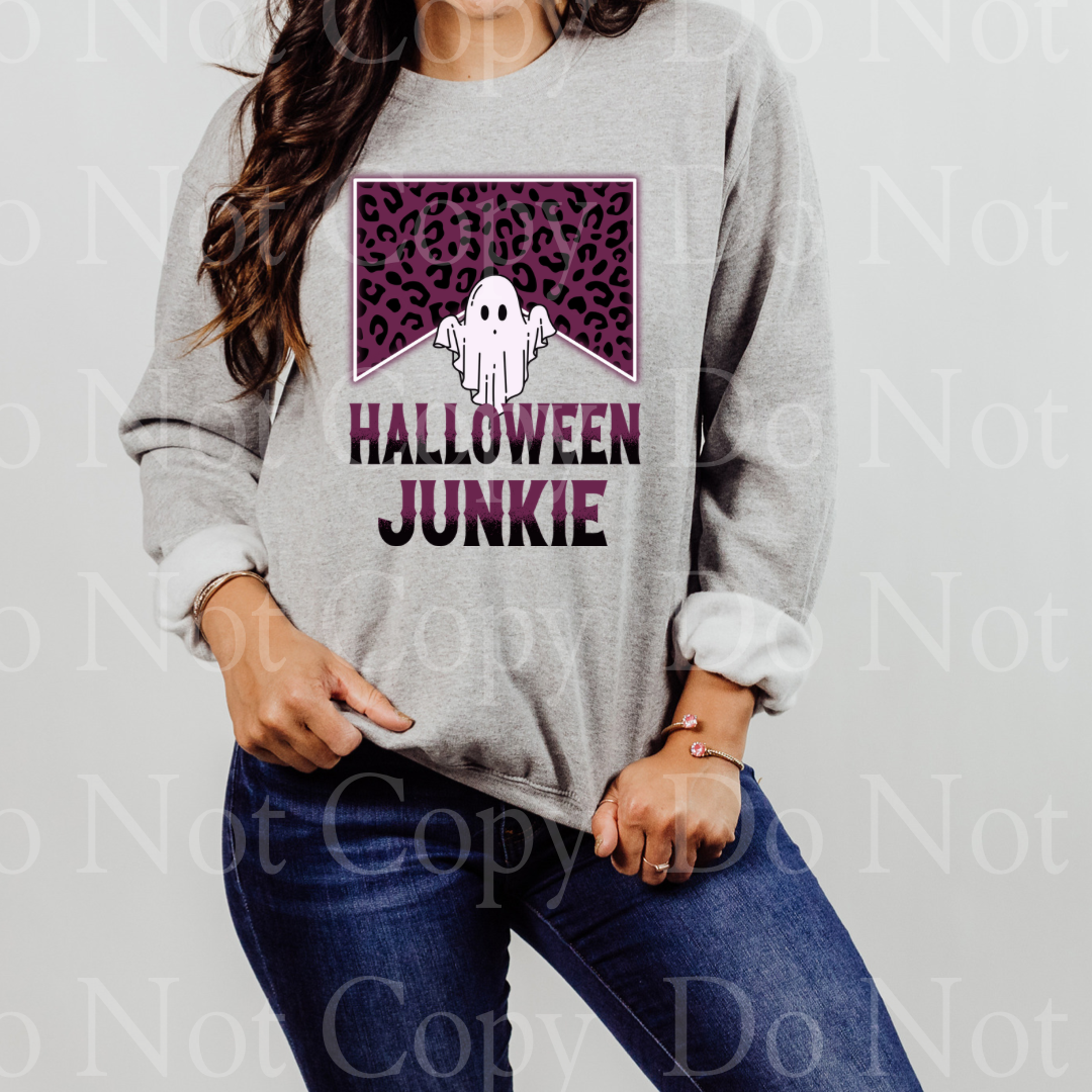 Halloween Junkie purple leopard with ghost *DREAM TRANSFER* DTF