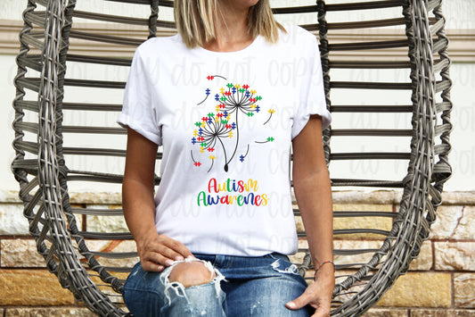 Autism awareness dandelion *DREAM TRANSFER* DTF