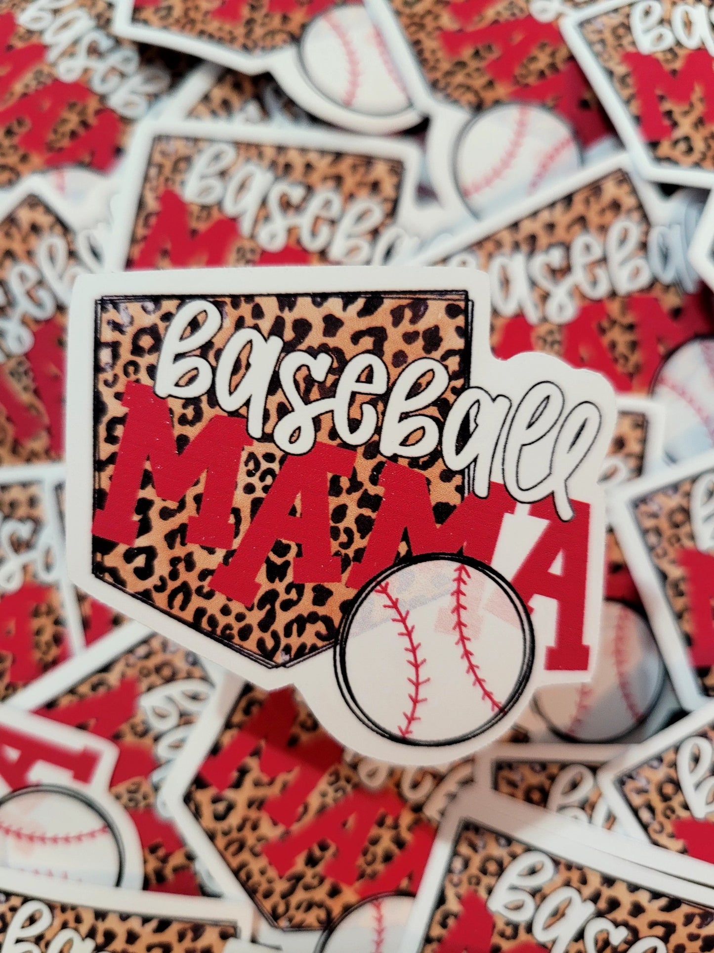 Baseball Mama leopard Die cut sticker 3-5 Business Day TAT