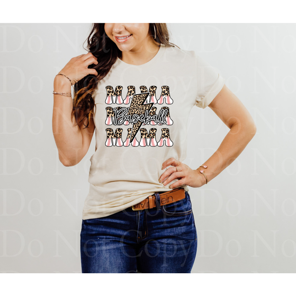 Baseball Mama leopard lightning bolt *DREAM TRANSFER* DTF