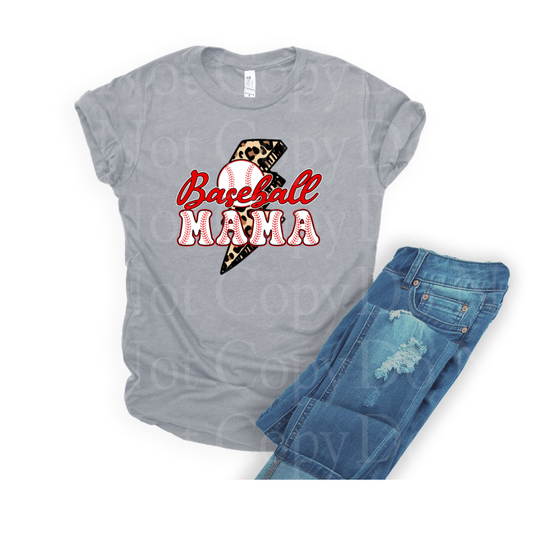 Baseball Mama with leopard lightning bolt *DREAM TRANSFER* DTF