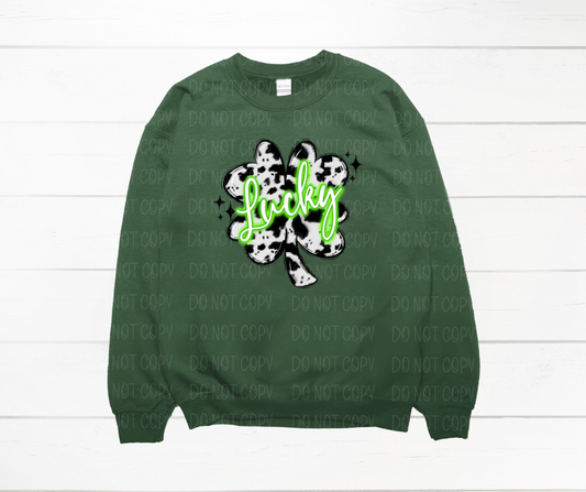 Lucky clover cow print St. Patrick's Day *DREAM TRANSFER* DTF