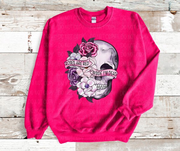 Roses are red inside I'm dead skull with roses *DREAM TRANSFER* DTF