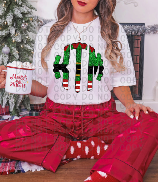 Elf Christmas Monogram *DREAM TRANSFER* DTF (Only 3 letters)