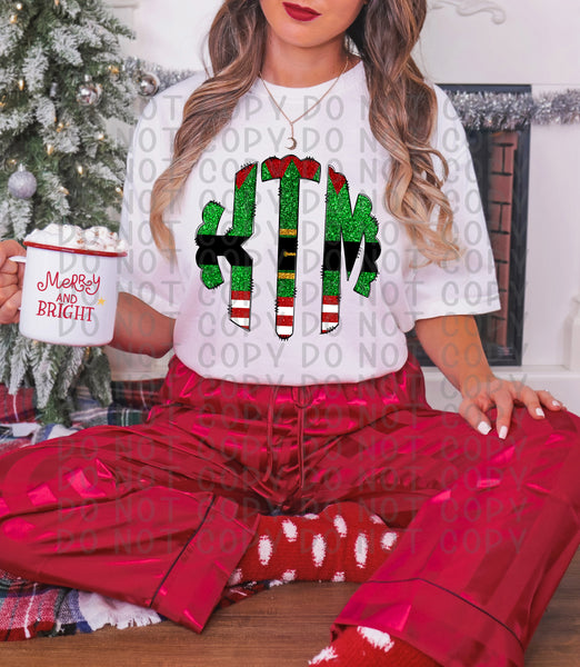 Elf Christmas Monogram *DREAM TRANSFER* DTF (Only 3 letters)