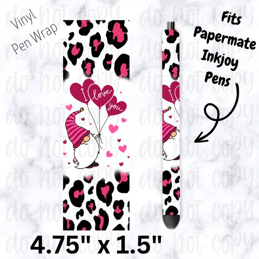 I love you black and pink gnome pen wrap