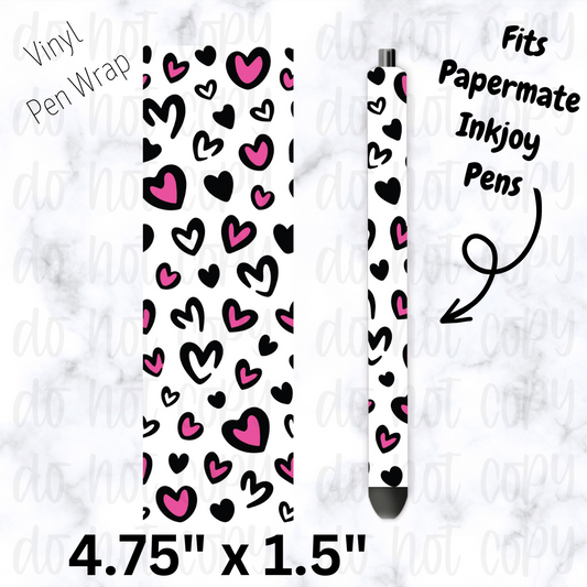 Black and pink heart pen wrap