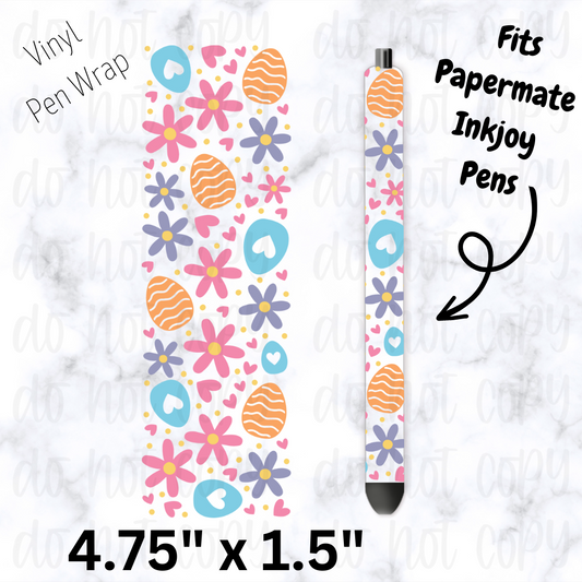 Easter eggs with flower pen wrap