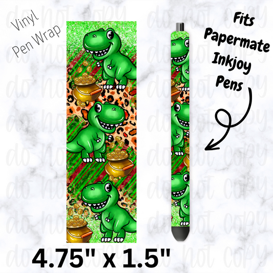 St. Patrick's Day dinosaur shamrock pen wrap