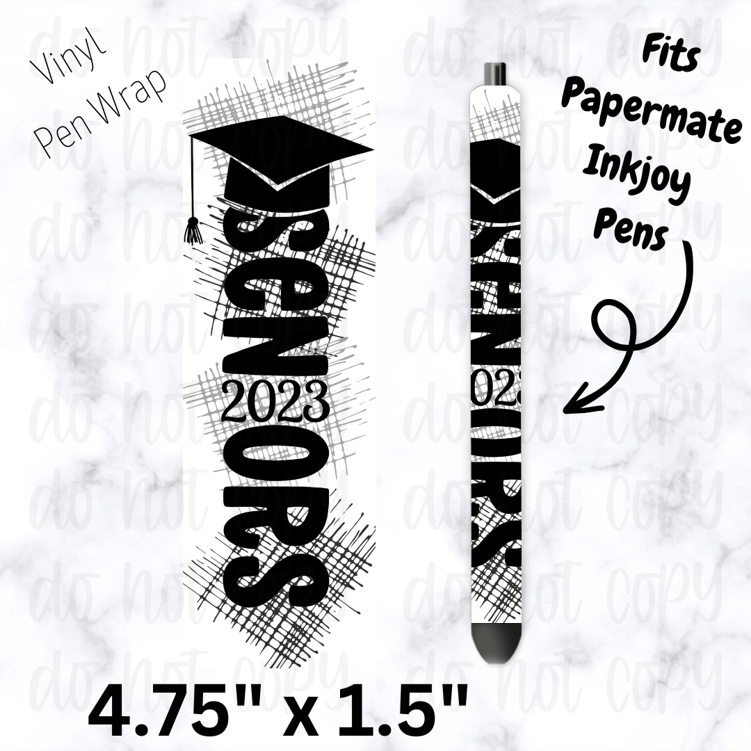 Senior 2023 black and white pen wrap