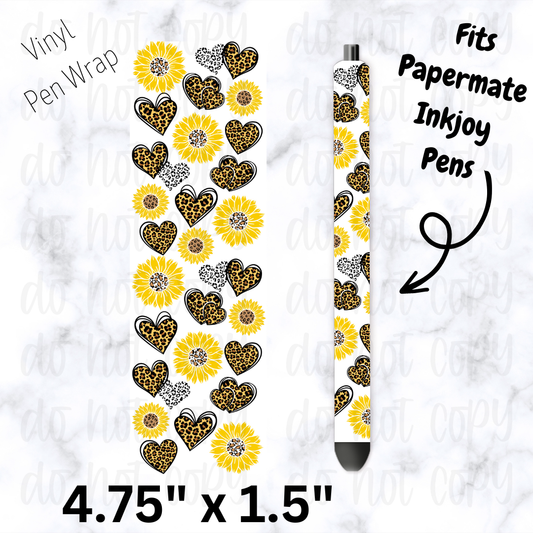 Leopard hearts with sunflower pen wrap