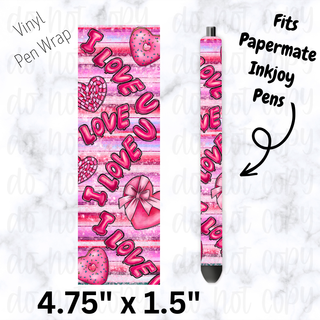 I love you Valentine's Day pen wrap