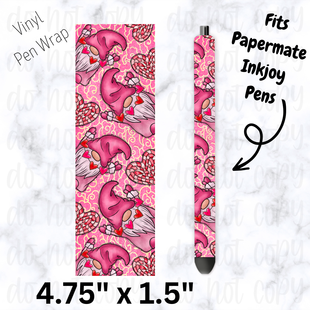 Pink Gnomes with heart pen wrap