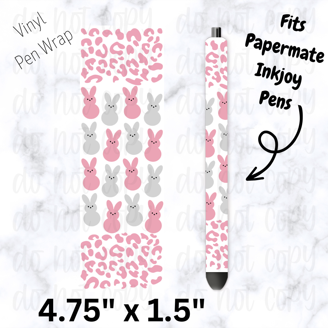 Pink and Gray Easter bunny pen wrap