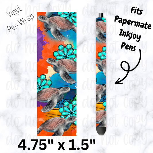 Sea turtle with orange pen wrap