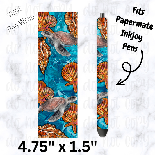 Sea turtle and starfish pen wrap