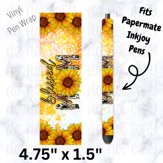 Blessed mom sunflower pen wrap